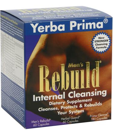 Yerba Prima Men's Rebuild Cleansing Program Box - Thirty Day Internal Cleanse for The Whole Body - Made Gentle with Ultra-Absorbent Bentonite Clay & Psyllium for Regularity Support