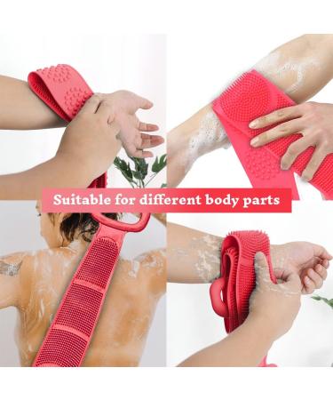 Silicone Back Scrubber Belt 80cm - Extra Long Double-Sided Bath Scrub Strap in Pink - Buy Online on GoSupps.com