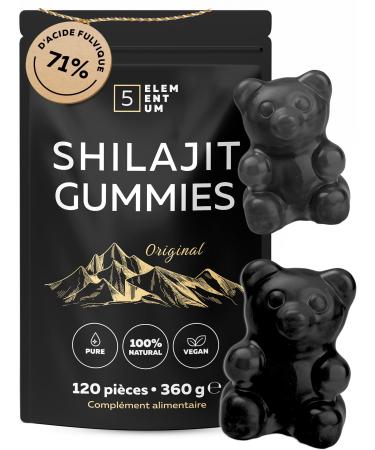 5 elementum Shilajit Gummies - 120 Pure Himalaya Sugar-Free Vegan & Natural Shilajit Gummies - 71% Fulvic Acid - 300mg per Serving - Shil