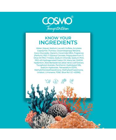 Cosmo Skin Care Temptation Sea Minerals Shower Scrub 1000ml/33.81fl.oz Body Cleansing Skin Exfoliate Remove Impurities & Dead Cells Best Body Wash Daily Use Shower Gel All Skin Types - Buy Online on GoSupps.com