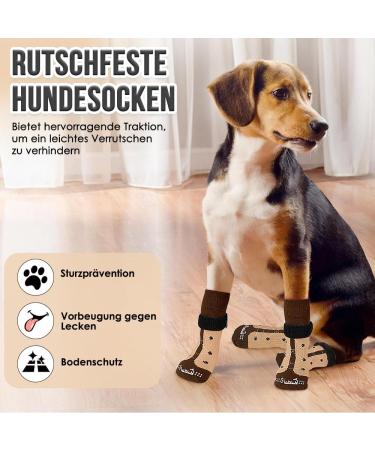Eyein Anti-Slip Dog Socks - 3 Pairs Soft Non-Slip Protection with Velcro for Indoor Hardwood Floors - Brown - Buy Online on GoSupps.com