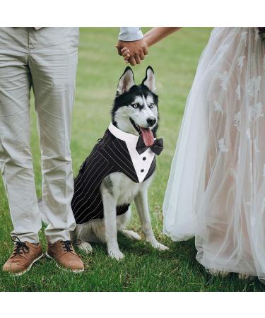 Kuoser Dog Smoking Suit & Bandana Set | Formal Pet Clothes for Dogs - Perfect for Weddings Halloween & Birthday Parties (S-XXL 51 cm Striped) - Buy Online on GoSupps.com