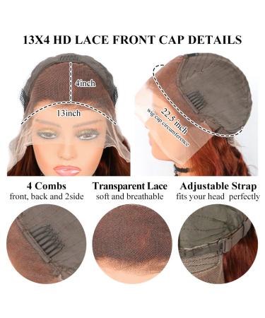 Reddish Brown 22 Body Wave Human Hair Lace Front Wig | 180% Density Auburn Brown Wig for Black Women - Buy Online on GoSupps.com