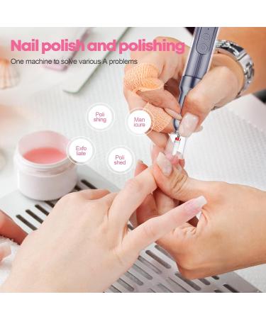 Electric Nail Files Professional Nail Drill for Gel/Acrylic Nails 18000 RPM Adjustable Speed E File Manicure Pedicure Set with Ceramic Nail Bit Rechargeable Base Low Vibration Low Noise for Beginner Grey - Buy Online on GoSupps.com