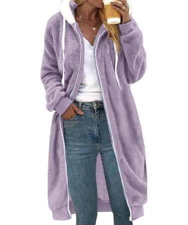 Shop Hanxiulin Women's Fleece Jacket - Cozy Plush Long-Sleeved Winter Coat in Purple | Warm & Cuddly Outerwear for All Sizes - Buy Online on GoSupps.com