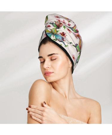 Watercolor Floral Microfiber Hair Towel Wrap for Women - Soft Super Absorbent Quick Dry Hair Cap for All Hair Types - Buy Online on GoSupps.com