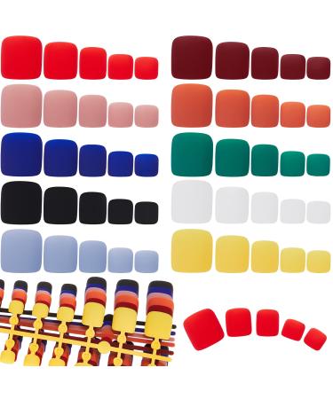 240 Pieces Short False Toe Nails Press On Toenails Square Fake Nails Tips Solid Color Full Cover Artificial Toe Nails for Women Girls Nail Art Decorations DIY Manicure (Matte Colors)