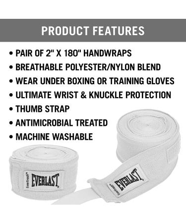 Everlast 4456WHT Hand Wraps White 180 - Premium Boxing Hand Wraps - Buy Online on GoSupps.com