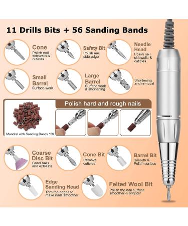 35000Rpm Rechargeable Electric Nail Drill for Acrylic Nails - Professional Nail Drill Machine with 11 Bits and Storage Bag - Buy Online on GoSupps.com