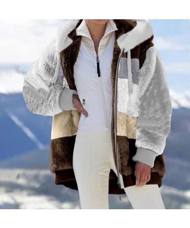 Shop Hanxiulin Fleece Plush Jacket for Women | Warm & Fluffy Zipper Cardigan in Color Variants - Oversized Outdoor Coat | Elegant 3XL Brown Winter Jacket - Buy Online on GoSupps.com
