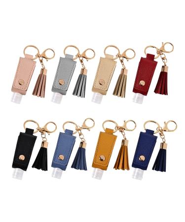 MEABEN 8 PCS 30ML Hand Sanitizer Leather Keychain Holder Bottles Travel Empty Hand Sanitizer Squeeze Containers