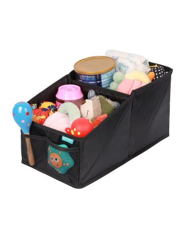 APRAMO Easy Fold Car Organiser Auto Back Seat Children Toy Snack Book Storage Box with Cup Holder for Kids Toddler Baby Boys Girls