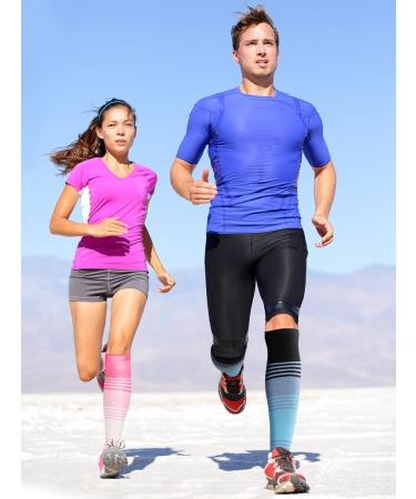 Shop Geyoga 15-25 mmHg Open Toe Compression Socks - Toeless Calf Support for Men & Women | Large Size 2 Pairs - Pink White & Blue Black - Buy Online on GoSupps.com