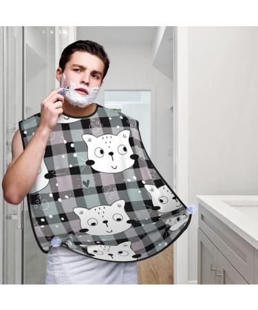 Cute Cat Beard Bib | Buffalo Plaid Heart Hair Catcher | Non-Stick Grooming Cloth for Shaving & Trimming | Perfect Gift for Men - Buy Online on GoSupps.com