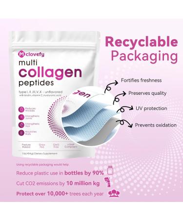 Multi Collagen Peptides Powder, 16 Oz (41 Servings) - Protein Supplement, Type I, II, III, V, X with Hyaluronic Acid, Vitamin C and Biotin, Unflavored, Easily Mixes in Drinks 16 Ounce (Pack of 1) - Buy Online on GoSupps.com