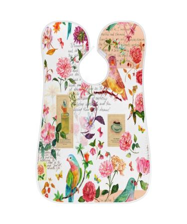 Retro Flower Bird Beard Bib Apron | Waterproof Hair Catcher for Men | Ideal Grooming Gift with Suction Cups - Buy Online on GoSupps.com