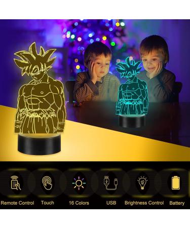 Eygerur Goku 3D LED Night Light with Remote Control - 7/16 Colors Changing Anime Lamp for Kids & Fans - Buy Online on GoSupps.com