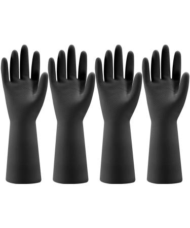Bamllum 4 Pairs Rubber Kitchen Dishwashing Gloves - Reusable Household Cleaning Gloves for Washing Dishes and Cleaning Tasks Flexible Long-lasting and Non-Slip (Medium Black) Medium Black