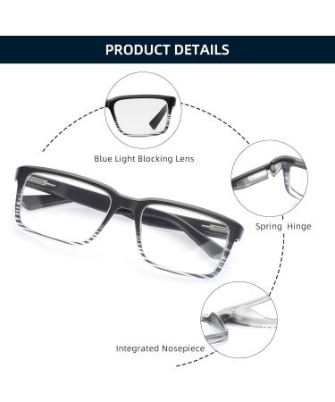 JM Reading Glasses for Men - 3 Pack Retro Blue Light & Magnifying Glasses Spring Hinge 2.0x Magnification - Buy Online on GoSupps.com