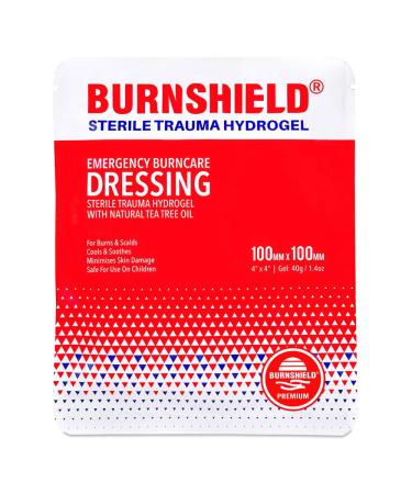 Burnshield Premium Sterile Emergency Burn Dressing 4x4 (10cm x 10cm) Cools The Burn by Burnshield