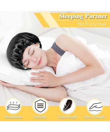2 Pack Satin Bonnet - Double Layer Silk Sleep Cap for Hair Protection | Adjustable Sleeping Cap for Women & Girls - Buy Online on GoSupps.com