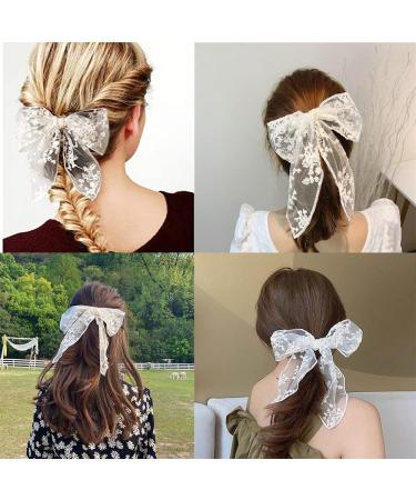 Asphire Vintage Lace Large Bow-Knot Hair Clip - Handmade Embroidery Bridal Butterfly Barrette Clip for Women - White - Buy Online on GoSupps.com