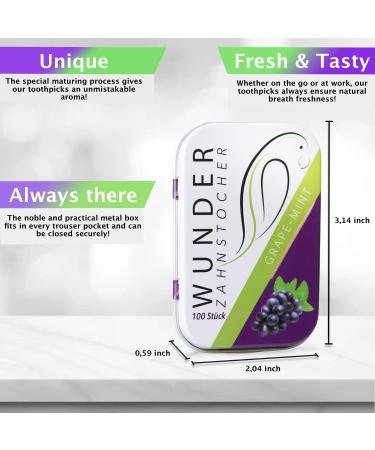 Wonder Toothpick Starter Bundle - Grape Mint Flavored Toothpicks - Refill Pack with Metal Box - Tasty Oral Care Solution - Buy Online on GoSupps.com
