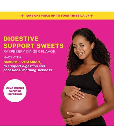 Pink Stork Organic Raspberry Ginger Pregnancy Sweets with Vitamin B6 - 30 Lozenges | Morning Sickness Relief & Digestion Support | Pregnancy Must-Have - Buy Online on GoSupps.com