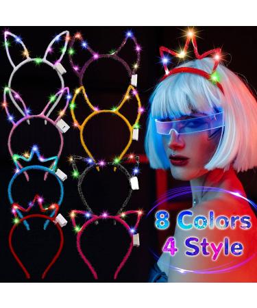 Janinka 64 Pcs LED Cat Ears Bunny Horn Crown Headband - Glow in The Dark Party Hair Accessories for Women & Girls - Buy Online on GoSupps.com