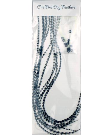 10 feather hair extensions real feathers 22-28 cm with rings/loops (Grizzly)