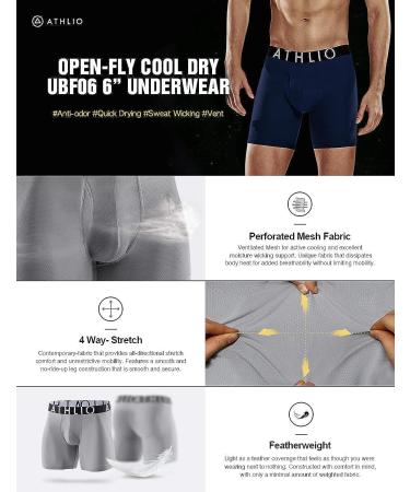 Athlio Men's Relaxed Stretch 6 Open-Fly Cool Dry Brief Mesh Underwear Trunk - Pack of 3 (Black/Blue/Sky, XL) - Buy Online on GoSupps.com