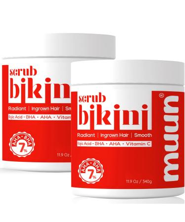 Bikini Area Exfoliator Pack 2-2% Kojic Acid Vitamin C & 7% AHA/BHA Even Skin Tone Radiance & Glow Skin & Ingrown Hair for Rectum Intimate Butt Underarm