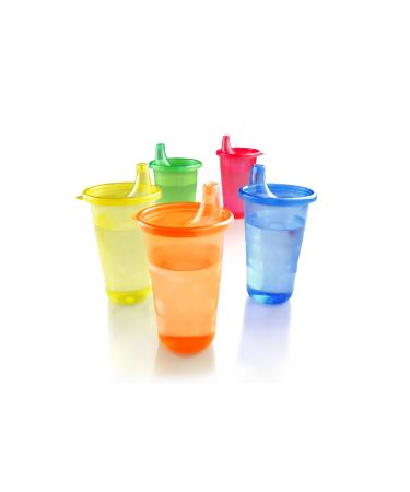 Nuby 6 Pack Reusable Cups with Lids 10 Ounce Colors May Vary (Discontinued by Manufacturer)