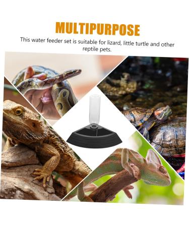 Happyyami Turtle Drinker Reptile Water Dish Bowl Reptile Water Dispenser Pet Water Feeder Reptisoil Plastic 17X17X3.5CM Black - Buy Online on GoSupps.com
