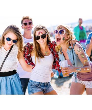10 Sheets 70s Retro Hippie Theme Temporary Tattoos Groovy Tattoos Stickers for Kid Women Love and Peace Sign Waterproof Face Body Fake Tattoos Stickers for Hippie Party Favor Supplies - Buy Online on GoSupps.com