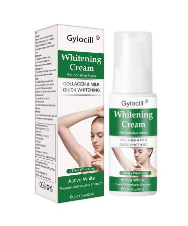 Gyiocill Underarm Whitening Cream Skin Lightening Cream Faded Topicals Decolorant Facial Hair for Underarms Elbows Whitens Nourishes Repairs and Restores Skin (60 ml)