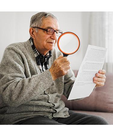 Reading Magnifying Glass | Anti-Slip Handle Magnifying Glasses for Work | Magnifying Glass for Kids Kids Magnifying Glass High-Definition for Elderly Reading Orange1 - Buy Online on GoSupps.com