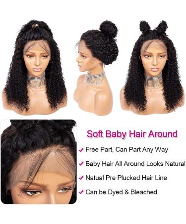 22 Inch Brazilian Virgin Kinky Curly Lace Front Wig - 150% Density, Pre-Plucked with Baby Hair - Natural Black 180 Density - for Black Women - MSGEM - Buy Online on GoSupps.com