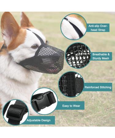 Soft Mesh Dog Muzzle for Small to Large Dogs - Adjustable Straps - Black XS (4-6 inches) - Prevent Biting, Chewing, Licking - Buy Online on GoSupps.com