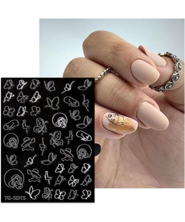 JMEOWIO 3D Embossed Flower Nail Art Stickers Decals Self-Adhesive 5D Colorful Floral Line Nail Supplies Nail Art Design Decoration Accessories 4 Sheets - Buy Online on GoSupps.com
