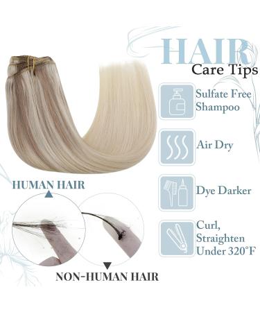 Buy Runature 35cm Blonde Balayage Clip-In Extensions - Real Human Hair 7Pcs Ombre Color #18/26 & #18/22/60 - Smooth & Lightweight 70g - Buy Online on GoSupps.com