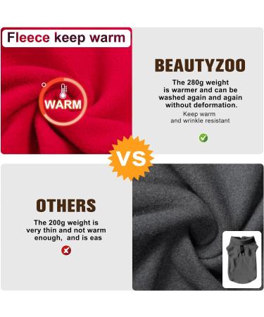BEAUTYZOO Dog Fleece Vest Sweater Winter Jacket with D-Ring Leash | XS Red - Buy Online on GoSupps.com