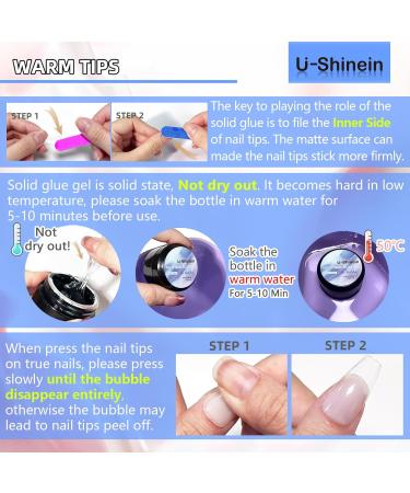 U-shinein 2x15ml Solid Nail Glue Gel - Best Acrylic & Press-On Nail Tips Adhesive for Perfect Manicure - Buy Online on GoSupps.com