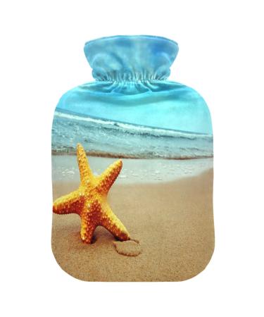 Ocean Sea Beach Starfish Hot Water Bottle with Cover Soft Warm for Winter Bed Hand Neck and Shoulders 2 l