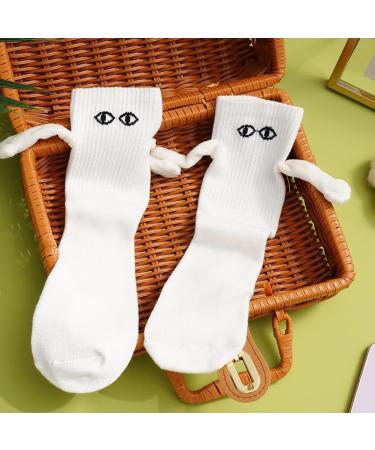 Couple Holding Hands Magnetic 3D Doll Funny Socks - 2 Pairs Black - Buy Online on GoSupps.com