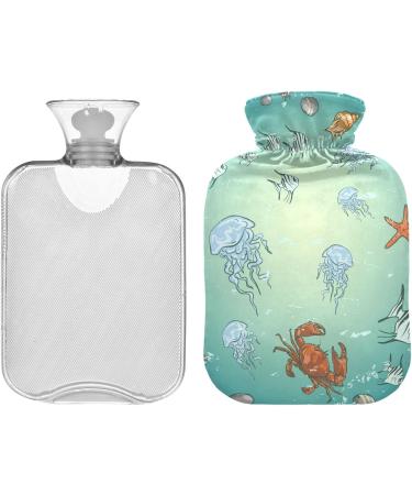 NAANLE Sea Life Jellyfish Hot Water Bottle - 1L Transparent Heat Bottle for Pain Relief & Therapy | Ideal for Bed Hands & Feet - Buy Online on GoSupps.com
