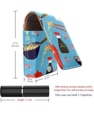 Portable Noodles Lip Gloss Holder & Makeup Bag | Mini Lipstick Organizer Case with Mirror for Women - Multicolored 9.5x2x7 cm - Buy Online on GoSupps.com