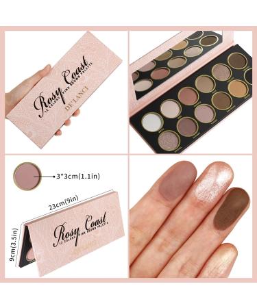 DE'LANCI Soft Pink Brown Eyeshadow Palette - 12 Color Matte Shimmer Nudes Neutral Palette for Natural or Smoky Eyes - Long Lasting, Ultra-Blendable Earth Tones for Women and Girls - Buy Online on GoSupps.com