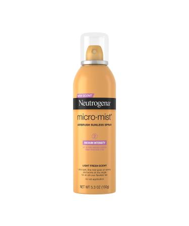 Neutrogena Micromist Airbrush Sunless Tanning Spray, Gradual Sunless Indoor Tanner with Witch Hazel, Alcohol-Free, Oil-Free & Non-Comedogenic Formula, Medium Intensity, 5.3 oz Medium Tan 5.3 Ounce (Pack of 1)