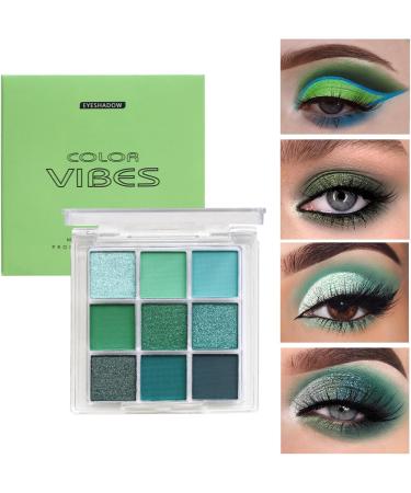 Gomice Green Glitter Eyeshadow Eyeshadow Palette for Green Eyes | Avocado Eyeshadow Palette 9 Pigmented Colors | Stage Glitter Eye Makeup - Buy Online on GoSupps.com